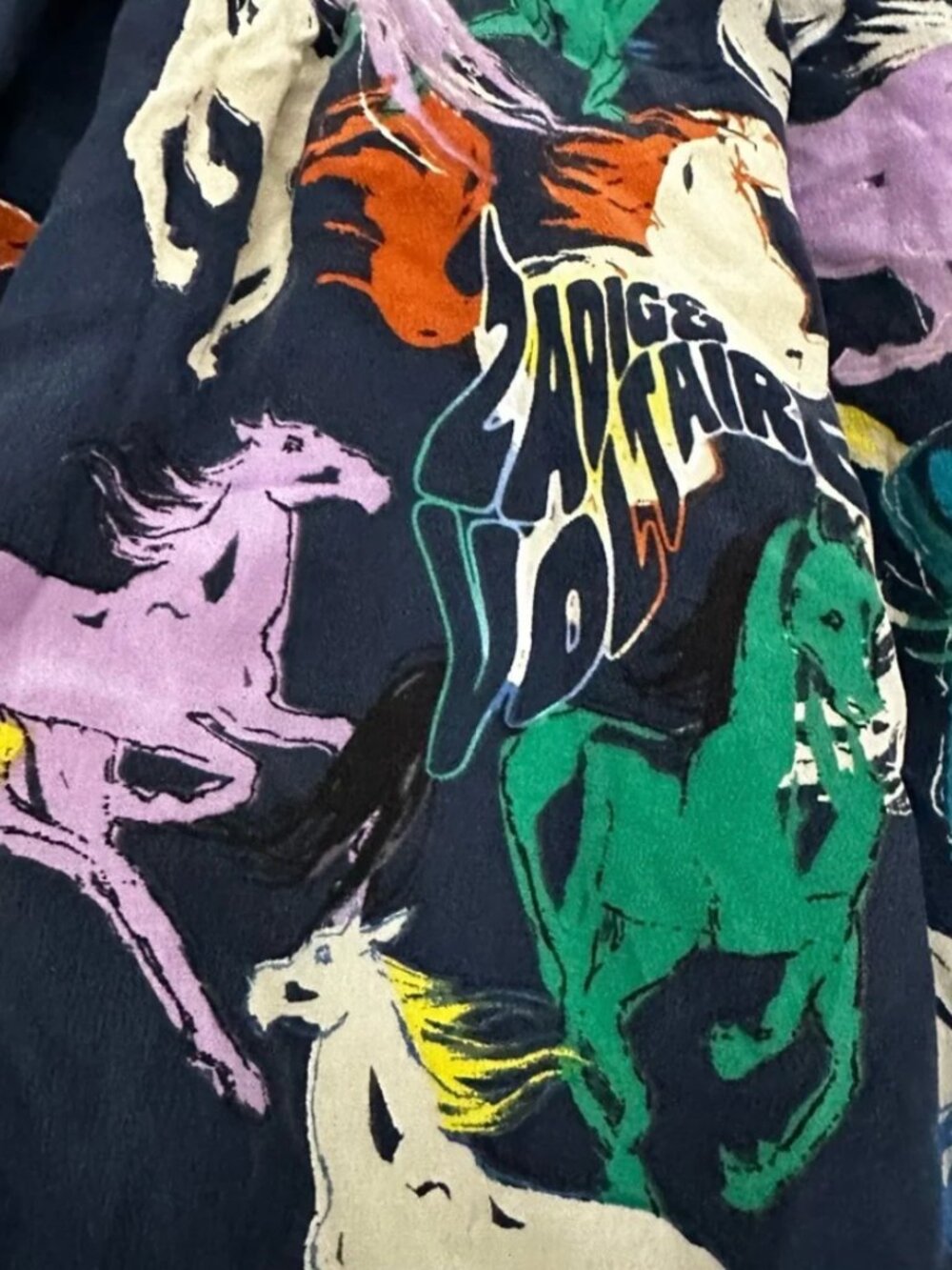EUC - Zadig & Voltaire Jenny "Year of the Horse" Silk Midi skirt - Navy - 40 - Picture 4 of 6